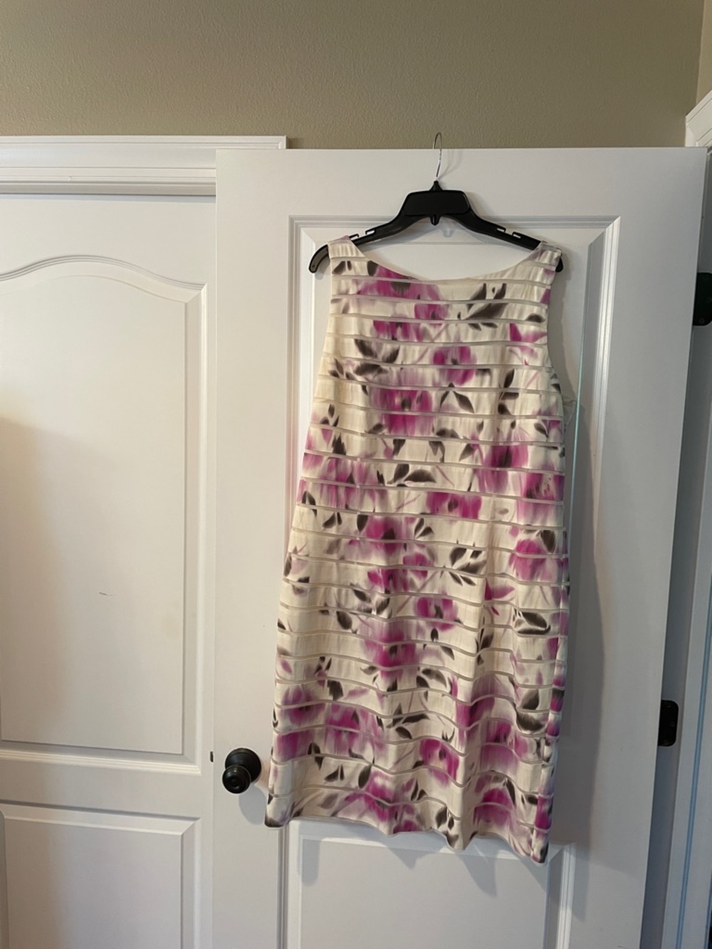 Ann Taylor Cream Midi Dress with Pink Floral Print
